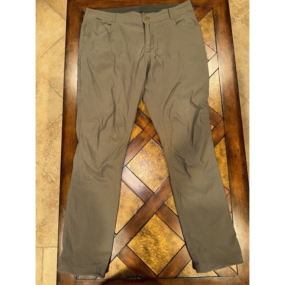 Mens KÜHL Green Brown Khaki Hiking Pants Size 38x34 Lightweight Durable Outdoor
